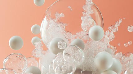 Fototapeta premium Abstract white bubbles on pastel background
