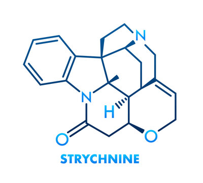 Chemical structure of Strychnine, a highly toxic alkaloid used as a pesticide