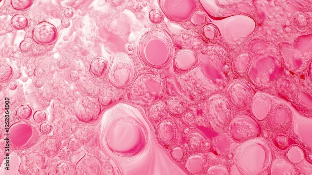 Aufkleber pink bubbles forming an abstract pattern, close-up view. abstract art and fluid dynamics concept