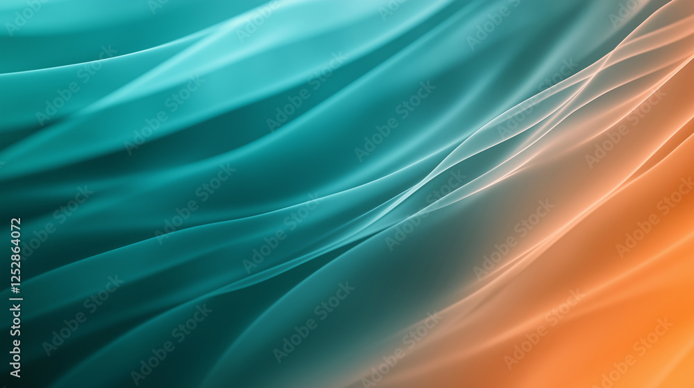 Poster rich teal and orange gradients flowing through dynamic shapes with intricate textures, creating a se