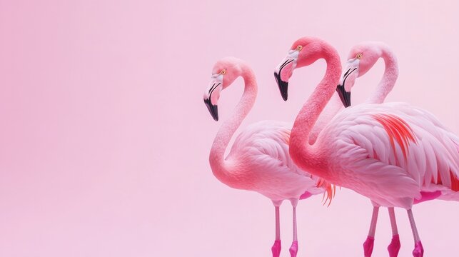 Pink flamingos on a pastel background
