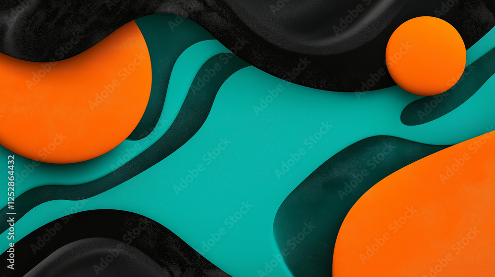 Poster a bold and energetic abstract design in 4k, featuring overlapping shapes and layered textures in tea
