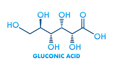 Gluconic Acid Molecular Structure with Chemical Formula