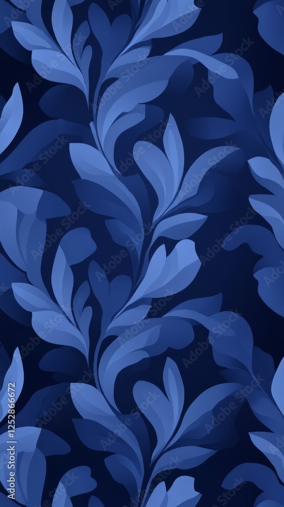 Poster elegant blue botanical pattern creating a serene atmosphere for home decor or design projects