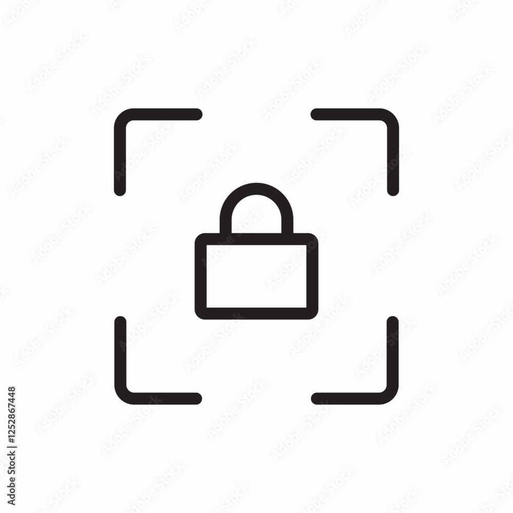 Poster camera lock security scan icon vector sign