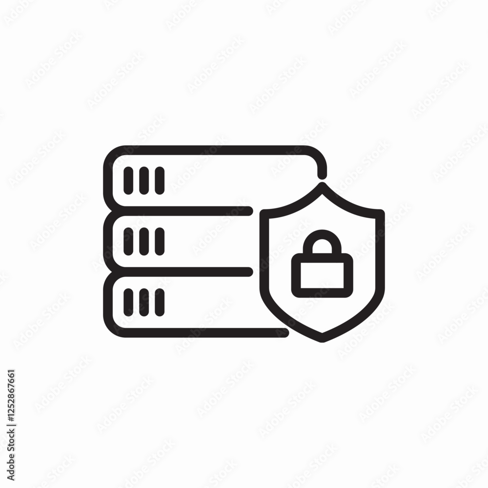 Poster server security database protection icon vector sign