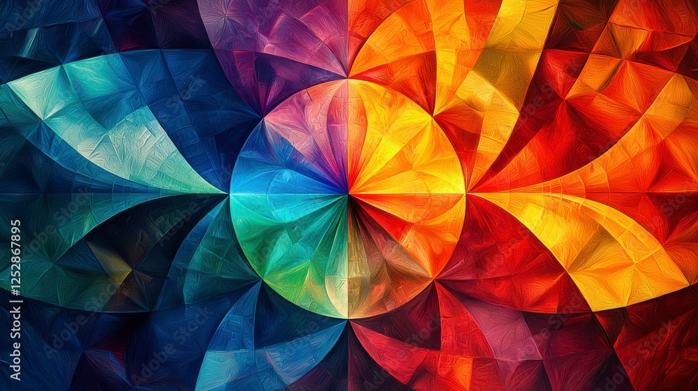 Poster vibrant abstract art with geometric shapes and bold colors creating a stunning visual impact for mod
