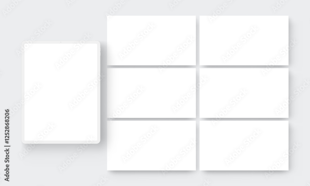 Aufkleber clay tablet computer mockup with blank web screens for showcasing your mobile designs. vector illust