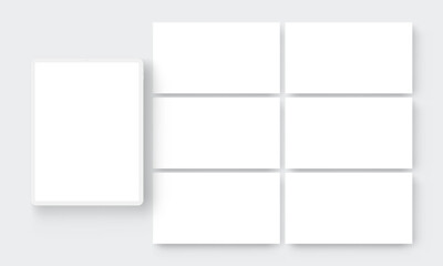 Clay Tablet Computer Mockup With Blank Web Screens For Showcasing Your Mobile Designs. Vector Illustration