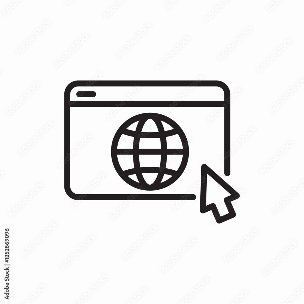 Poster browser globe click icon vector sign