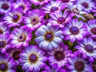 Fototapeta premium Aerial View: Vibrant Purple Flowers with Delicate White Centers - Tranquil Floral Pattern