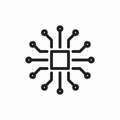 digital circuit processor chip icon vector sign