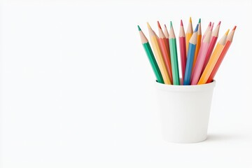 Fototapeta premium Colorful Art Supplies for Creative Projects Studio Workspace Photography Minimalist Setting Close-Up Perspective Artistic Expression