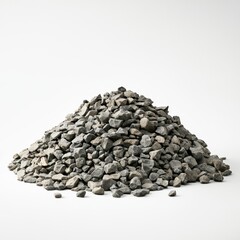 Pile of Grey Gravel on White Background