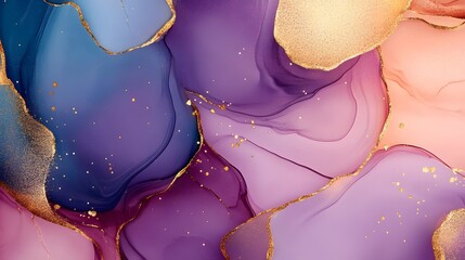 Vibrant purple, blue, and gold alcohol ink background
