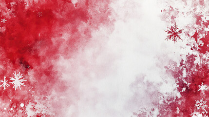 Obraz premium Red and White Watercolor Snowflakes on White Background