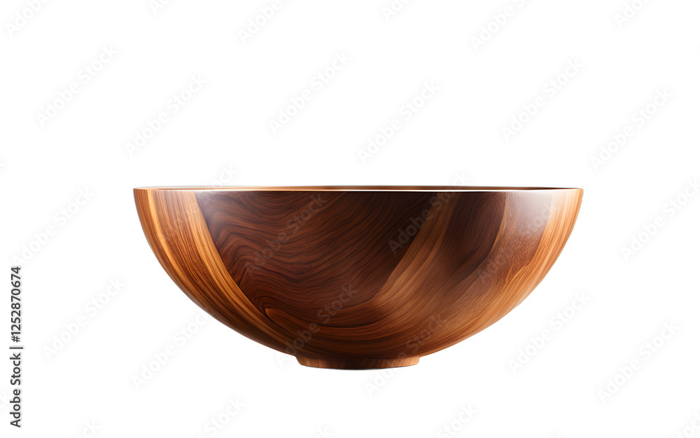Poster a minimalist wooden salad bowl with a natural grain texture on a empty plain background
