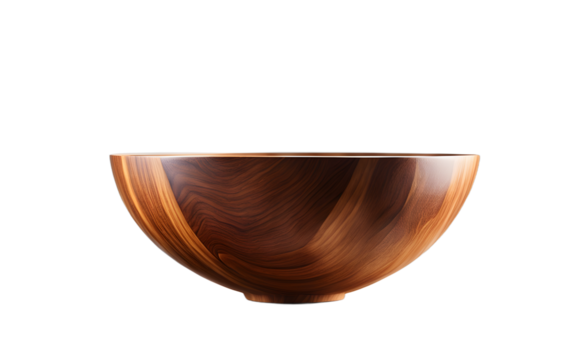 A minimalist wooden salad bowl with a natural grain texture on a empty plain background