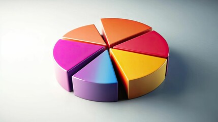 Obraz premium Colorful three-dimensional pie chart sections.