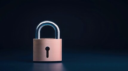 Fototapeta premium Brass Lock On Dark Background