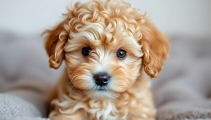Adorable Puppy With Fluffy Fur Sitting