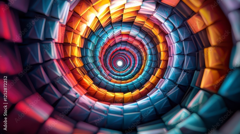 Poster colorful spiral abstract art design featuring vibrant patterns and geometric shapes in a mesmerizing