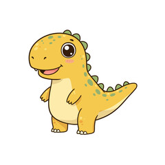 Adorable Yellow Baby Dinosaur Cartoon Illustration