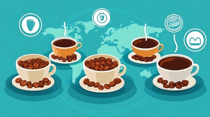 Obraz premium Global Coffee Production Beans to Cup