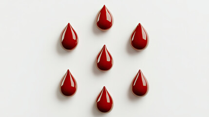 Fototapeta premium Red Liquid Drops on White Background in Geometric Pattern