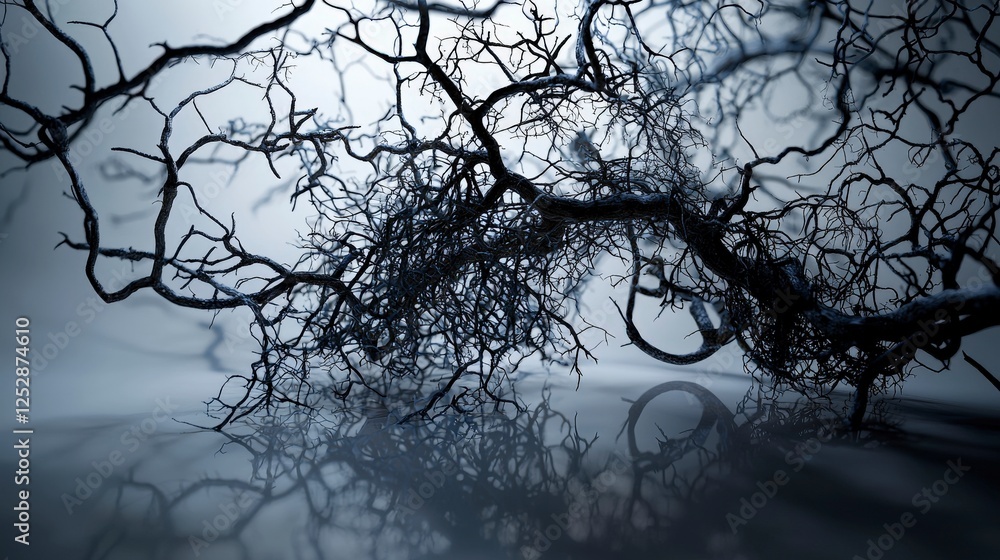 Poster complex network of tree shadows nature scene abstract art ethereal environment artistic viewpoint vi