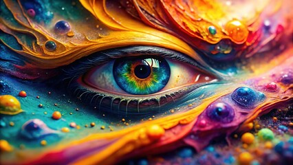 Watercolor drone macro texture, a vibrant abstract background.