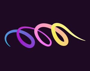 bright, neon squiggle shapes with smooth curves and loops. vivid colors transition through seamless gradients, blending hues like pink, blue, green, and orange, creating a playful, dynamic effect.