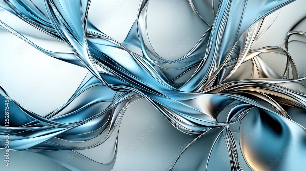 Fototapete dynamic silver lines intertwining in a geometric grid abstract digital art modern design studio envi