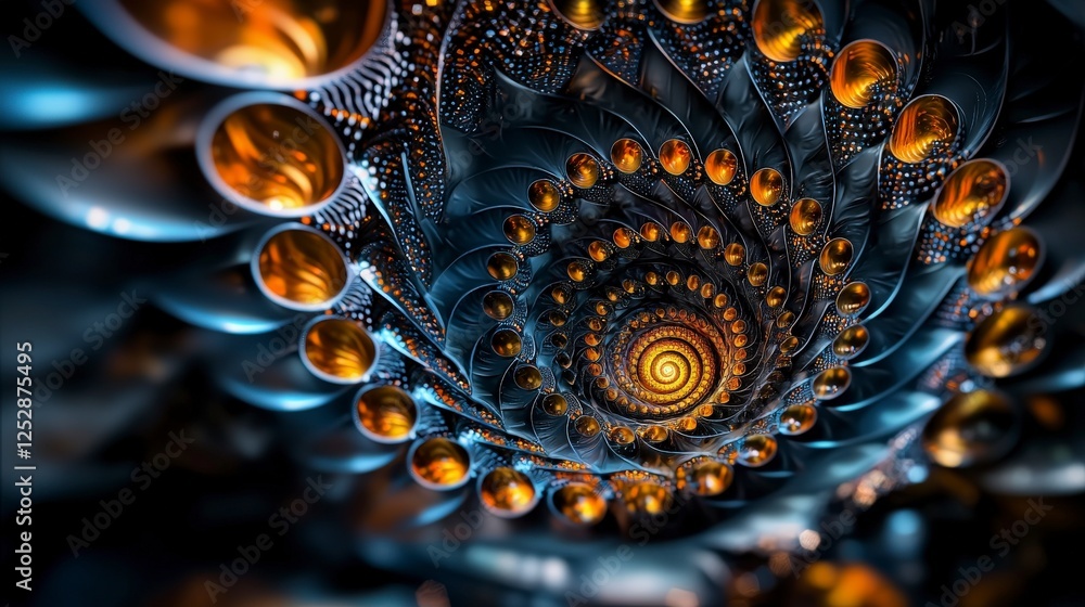 Poster Spiraling patterns of overlapping circles digital art abstract environment futuristic viewpoint visual concept exploration