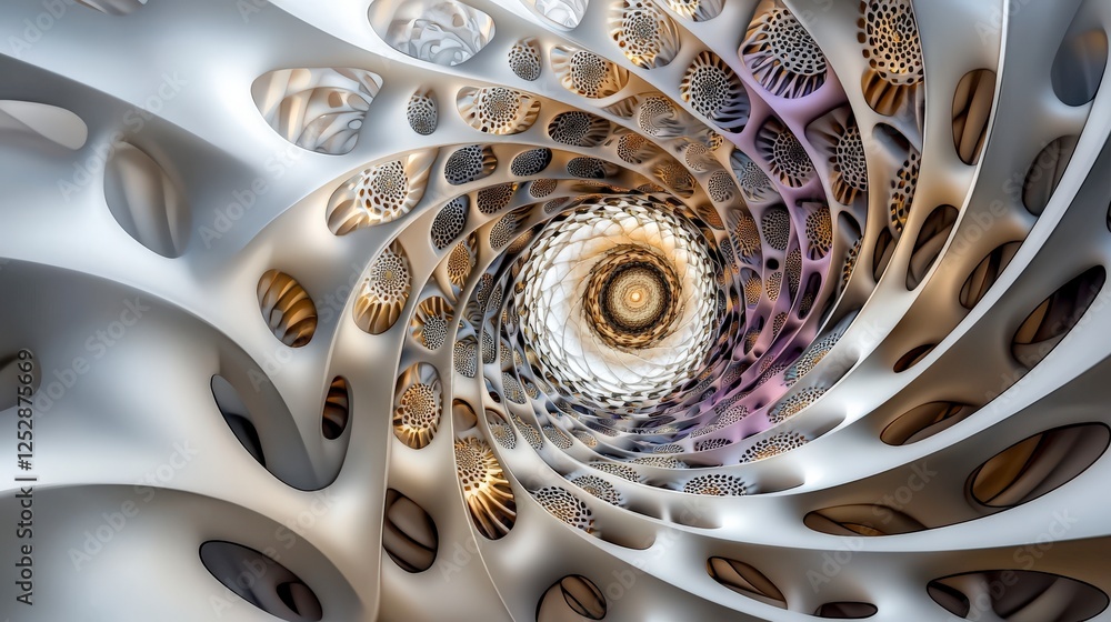 Fototapete intricate spiral design of concentric circles digital art abstract environment top view modern conce