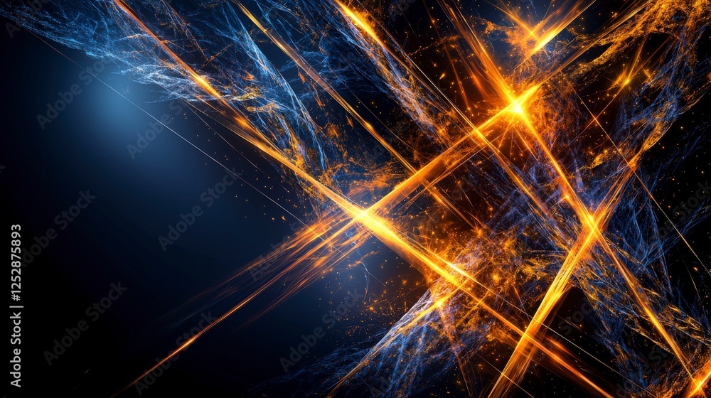 Aufkleber dynamic light beams intersection abstract art digital illustration colorful environment close-up vie