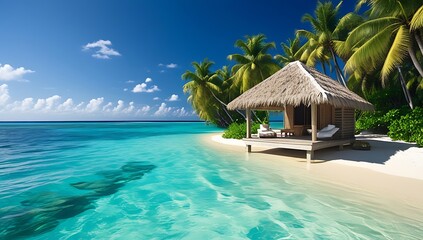 Tropical Beach Hut Paradise Idyllic Vacation Scene