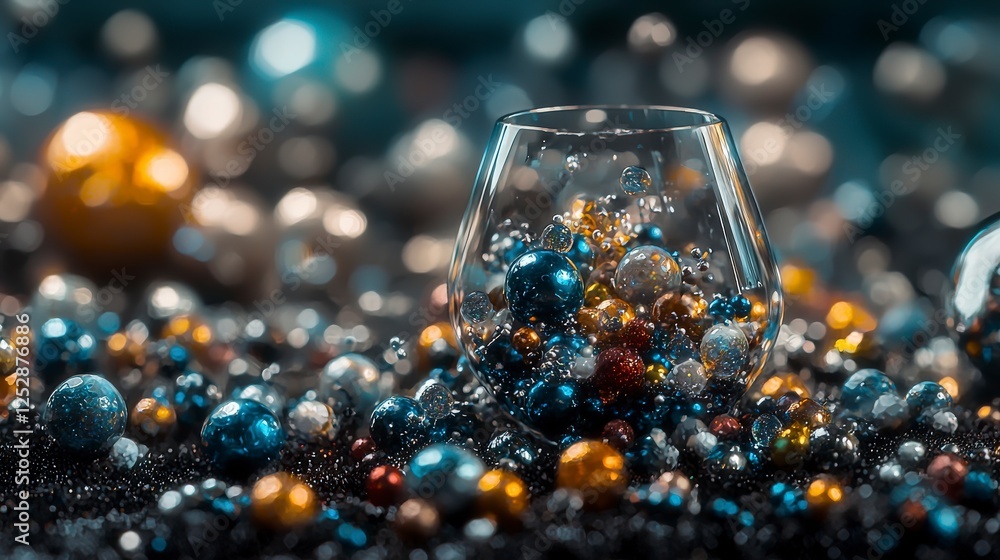 Aufkleber Colorful atoms captured in glass vibrant microcosm abstract art studio setting close-up visual exploration