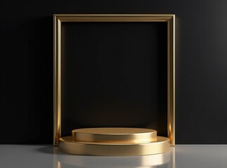 Silver Pedestal Mockup, Gold Frame, Minimalist Memorial Board