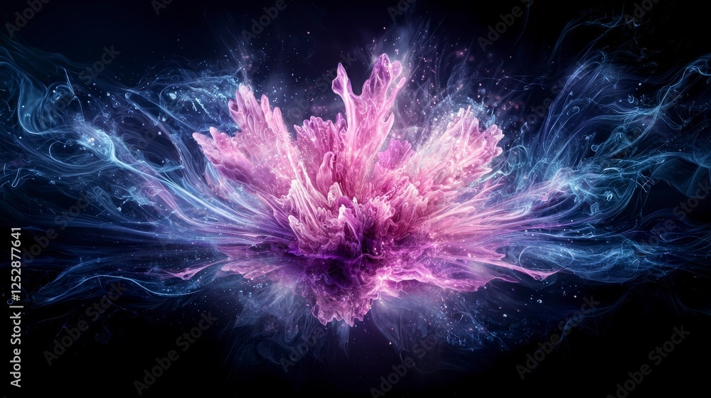 Poster pulsating energy explosion abstract universe digital artwork cosmic environment vibrant viewpoint br