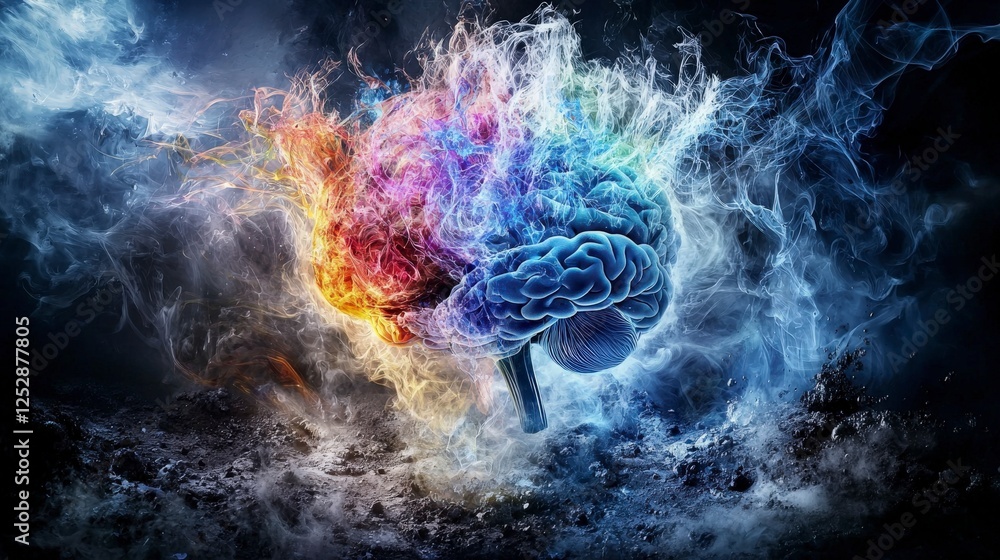 Aufkleber colorful abstract art breathing feelings and brain dynamics in a surreal digital environment