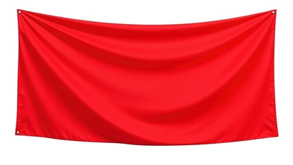 Obraz premium Red Canvas Banners Mockup - Realistic Fabric Flags