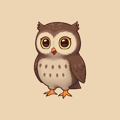 Adorable Cartoon Owl Illustration Big Eyes Cute Bird