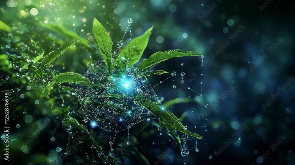 Poster growth and evolution of nature's codes forest digital art lush environment close-up viewpoint life c