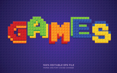 block brick toys 3D editable text style effect	
