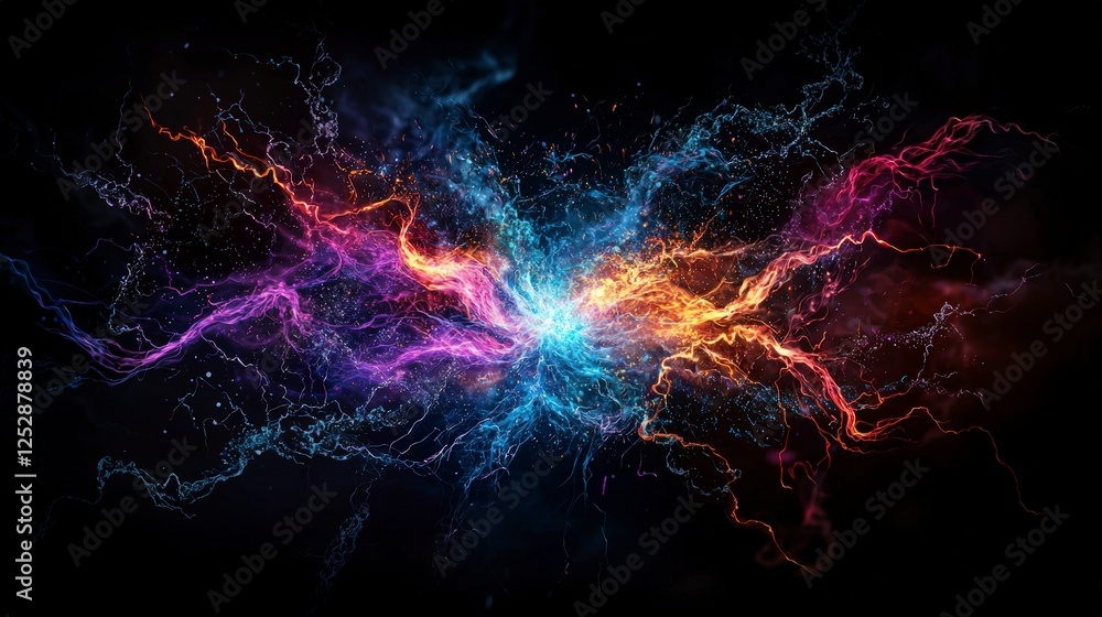 Poster cosmic connection energy waves linking life forms in an abstract digital environment