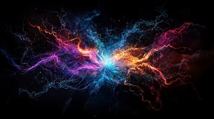 Cosmic connection energy waves linking life forms in an abstract digital environment