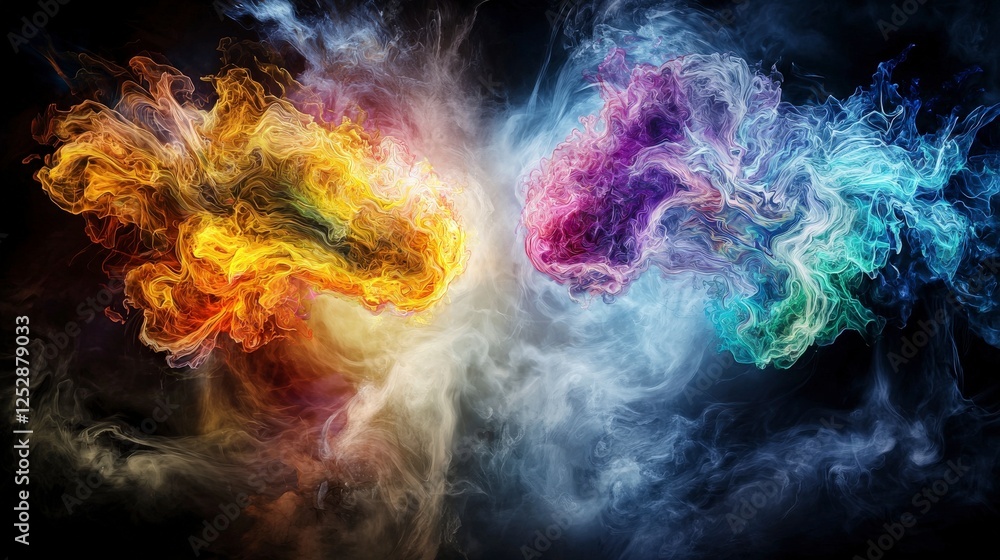 Poster Dynamic energy communication through thought waves abstract art digital creation colorful background conceptual viewpoint