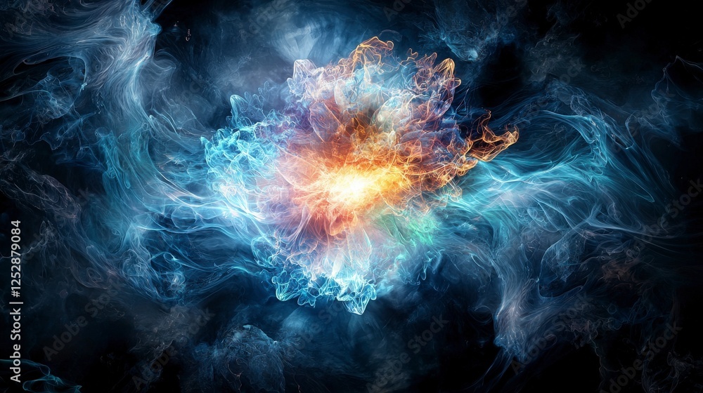 Leinwandbilder digital art exploration abstract visualization of energy and thought waves in a cosmic environment