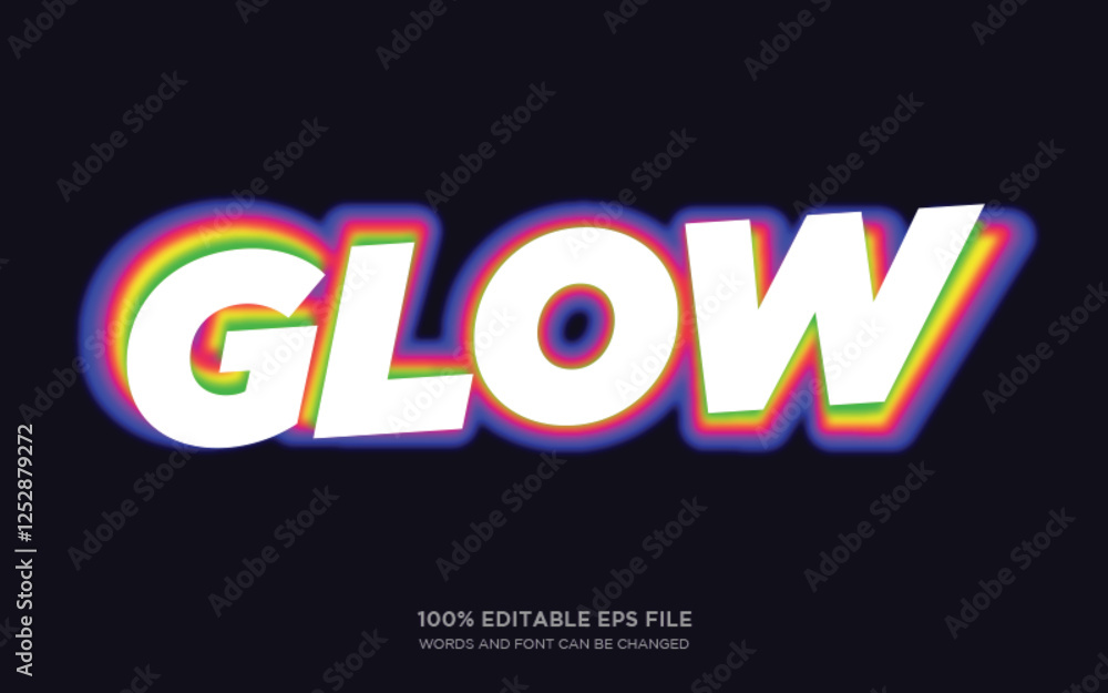 Poster glow 3d editable text style effect